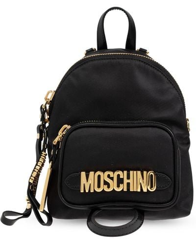 Moschino Logo-Plaque Backpack - Black