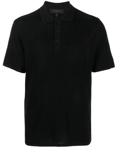 Rag & Bone Short-sleeve Knitted Polo Shirt - Black