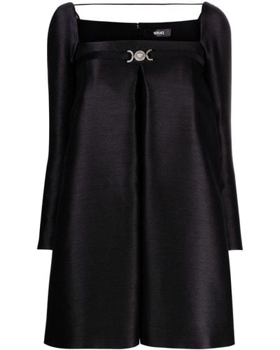 Versace ウール&シルクツイルミニドレス - ブラック