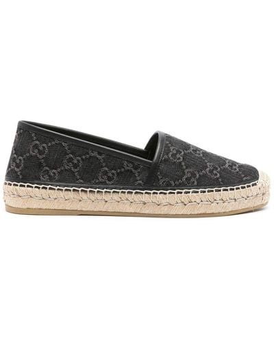 Gucci Flache Jeans-Espadrilles mit GG - Braun