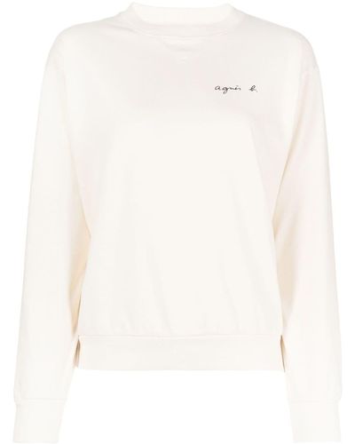 agnès b. Logo-print Cotton Sweatshirt - White