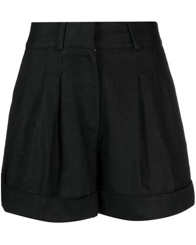 DKNY Pleat-detail Cotton Shorts - Black