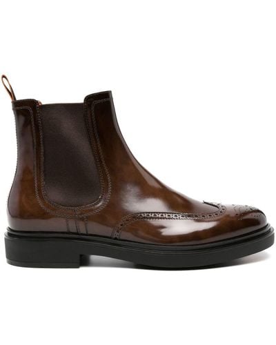 Santoni Leather Chelsea Boots - Brown