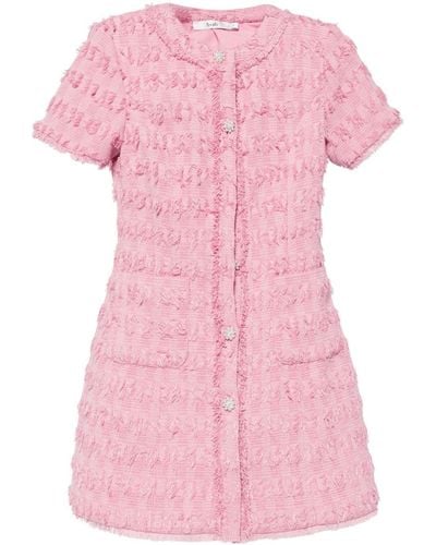 B+ AB Buttoned Tweed Minidress - Pink