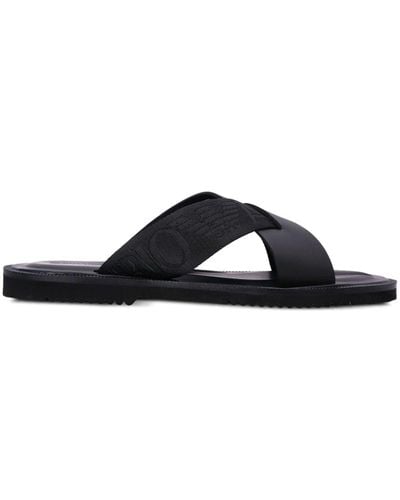 Emporio Armani Leather Sandals - Black