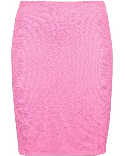 Hunza G Ruched Textured Miniskirt - Roze