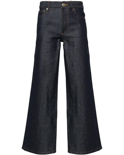 A.P.C. Elisabeth High-rise Straight-leg Cotton Jeans - Blue