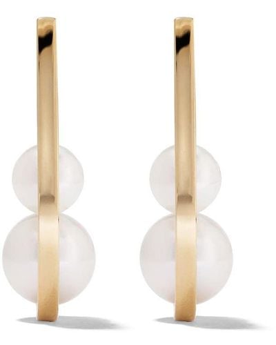 Tasaki 18kt Yellow Gold Collection Line Kinetic Pearl Earrings - Metallic