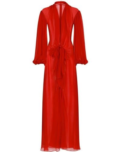 Dolce & Gabbana Silk Chiffon Maxi Dress - Red