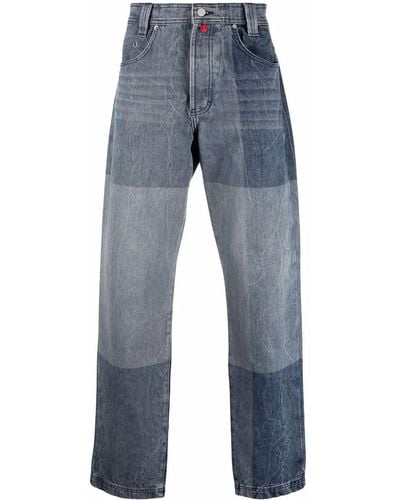 032c Gerade Jeans in Colour-Block-Optik - Blau