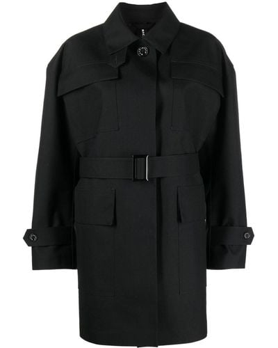 Mackintosh Einreihiger Mantel mit Gürtel - Schwarz
