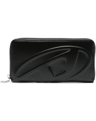 DIESEL Long Zip Wallet With Embossed Logo - Black