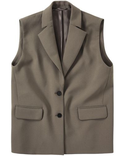 Closed Notched-lapels Single-breasted Waistcoat - Brown