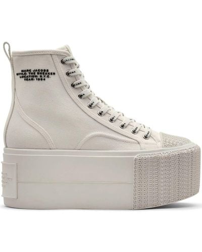 Marc Jacobs Logo-embossed Cotton Trainers - Natural