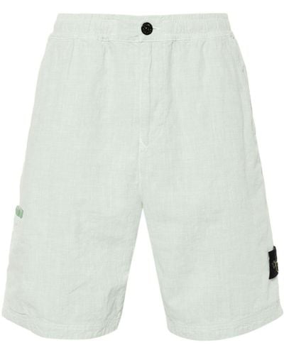 Stone Island Comfort Fit Shorts Linen Nylon Tela-Tc - White