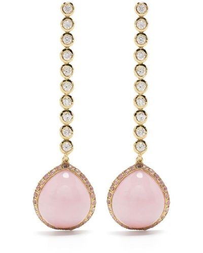 Octavia Elizabeth 18kt Yellow Gold Sapphire And Diamond Drop Earrings - Pink