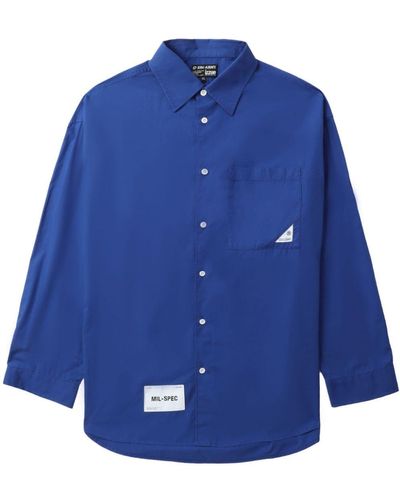 Izzue Logo-appliqué Cotton Shirt - Blue
