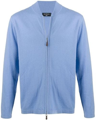 N.Peal Cashmere Zipped-up Cardigan - Blue