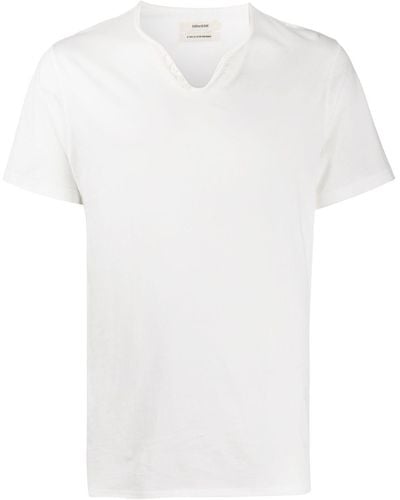 Zadig & Voltaire T-shirt Monastir à col tunisien - Blanc