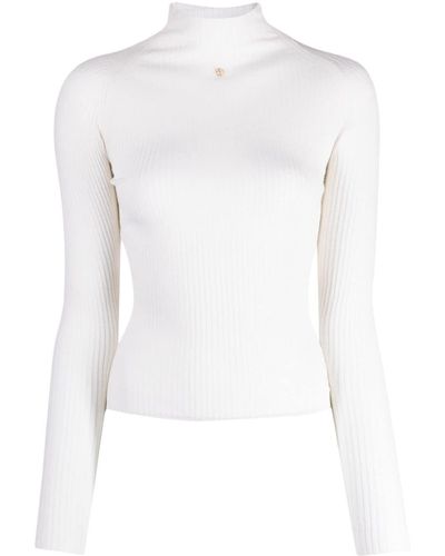 Bally Mock-neck Ribbed-knit Sweater - White