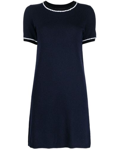 Paule Ka Contrast-trim Knitted Dress - Blue