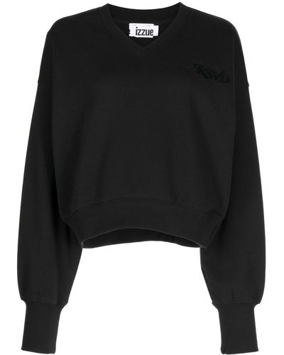 Izzue V-neck Long-sleeve Sweater - Black
