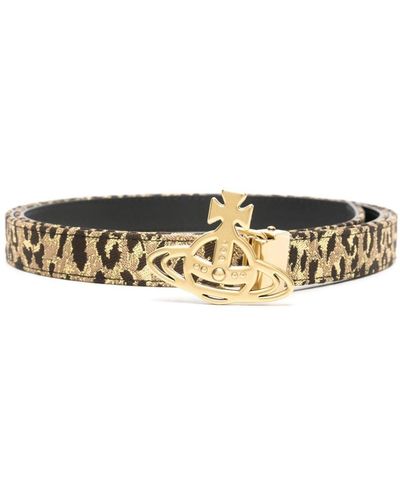 Vivienne Westwood Orb-buckle Leopard-lurex Belt - Brown