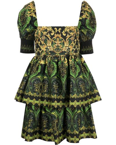 Alice + Olivia Emmalou Tiered Mini Dress - Green