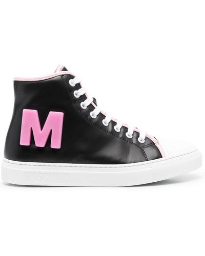 Moschino Appliqué-letter High-top Trainers - Black