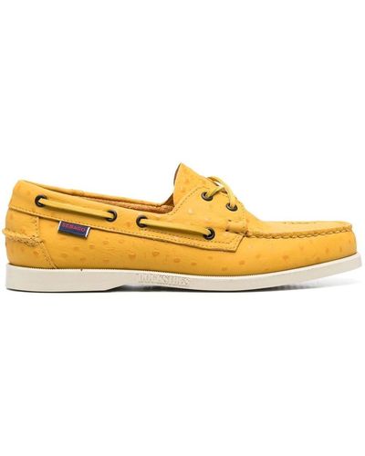 Sebago Polka-dot Leather Boat Shoess - Yellow