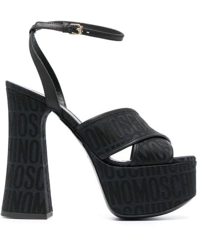 Moschino Sandali con tacco alto logo-jacquard - Nero