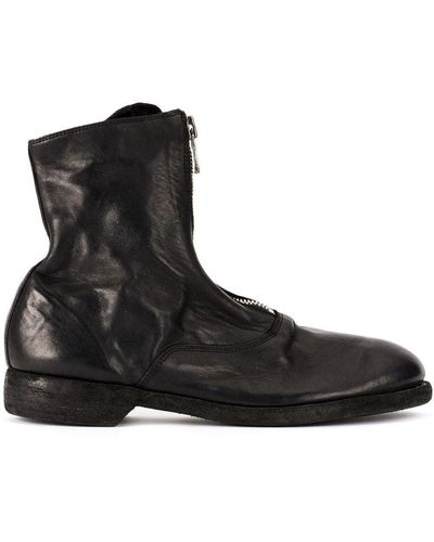 Guidi Botines con cremallera en el frente - Negro