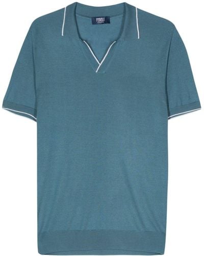 Fedeli Fijngebreid Poloshirt - Blauw