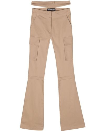 ANDREADAMO Detachable-panels Flared Cargo Trousers - Natural