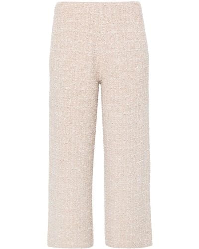 Bruno Manetti Bouclé Cropped Trousers - Natural