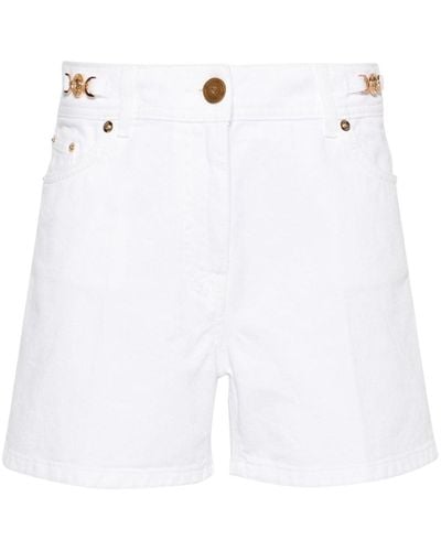 Versace Gerade Jeans-Shorts mit hohem Bund - Weiß