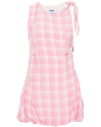 MSGM チェック ノースリーブ ドレス - ピンク