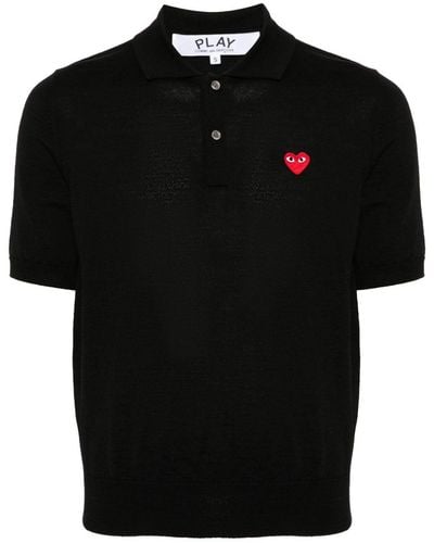 COMME DES GARÇONS PLAY Signature Heart-patch Polo Shirt - Black