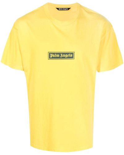 Palm Angels T-shirt en coton à logo imprimé - Jaune