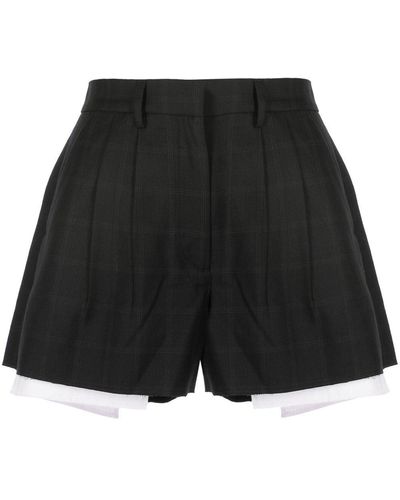 B+ AB Check-print A-line Shorts - Black