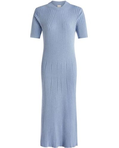 Varley Maeve Ribbed-knit Midi Dress - Blue
