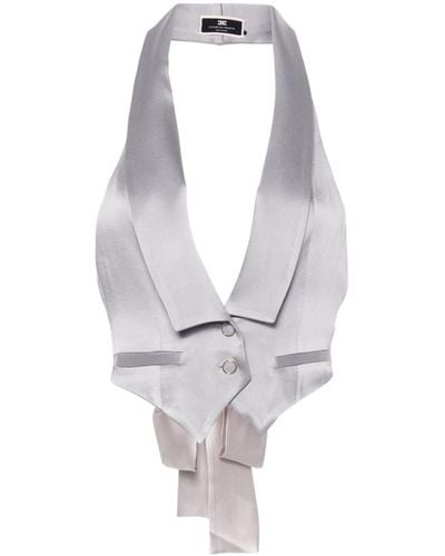 Elisabetta Franchi Single-breasted Satin Waistcoat - White