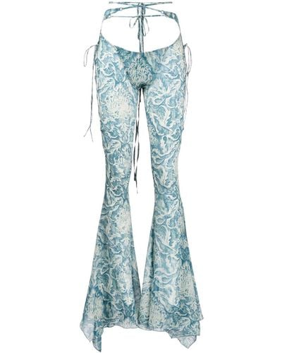 KNWLS Glimmer Graphic-print Flared Trousers - Blue
