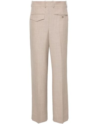 Victoria Beckham Pressed-crease Straight-leg Trousers - Natural