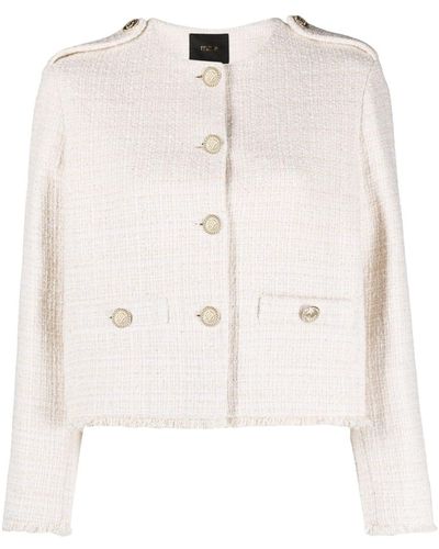 Maje Button-up Tweed Jacket - Natural