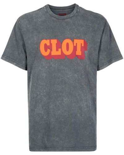 Clot Logo-print Acid Wash T-shirt - Grey