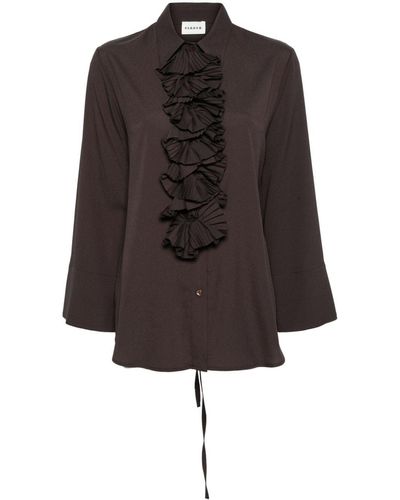 P.A.R.O.S.H. Ruffled-detail Long-sleeved Blouse - Brown