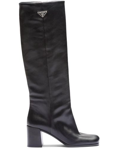 Prada Leather Knee-high Boots 65 - Black