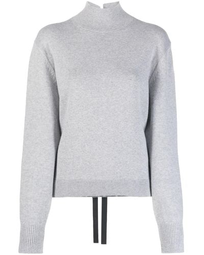 Fendi Tied-back Knitted Pullover - Grey