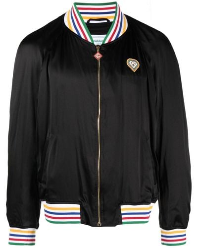Casablancabrand Souvenir logo-patch bomber jacket - Nero